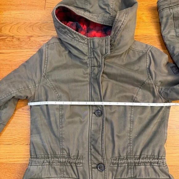 Hollister Y2K Utility Style Hooded Jacket with Red Buffalo Plaid Lining - Size M - Picture 6 of 9